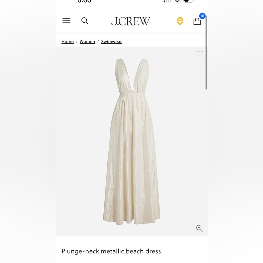 J Crew NWT Large Plunge Neck Metallic Beach Dress Coverup